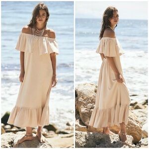 NWOT Free People Beach Lynne Midi Strapless Off the Shoulder Ruffle Size XS